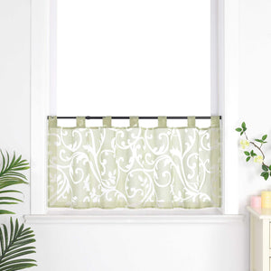 Cafe Curtain Voile with Tab-Top Hanging with Burnout Fabric