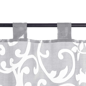 Cafe Curtain Voile with Tab-Top Hanging with Burnout Fabric - White, H x W 45 x 120cm