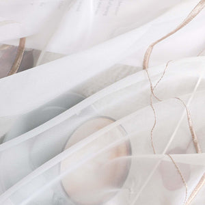 Roman Shade with Hook-and-Loop Tape Voile with Wave-and-Bead Pattern Embroidery 1 Piece