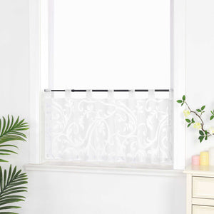 Cafe Curtain Voile with Tab-Top Hanging with Burnout Fabric - Green, H x W 45 x 120cm