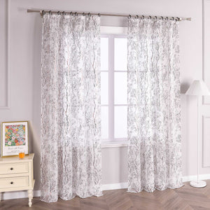 Curtain with Gold-Tone Branch Pattern and Curtain Tape