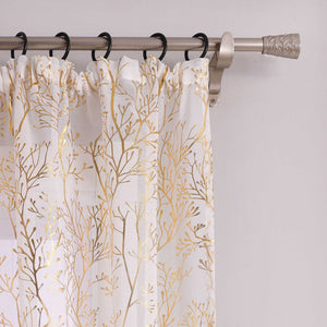 Curtain with Gold-Tone Branch Pattern and Curtain Tape - Gold, W x H 140 x 225cm