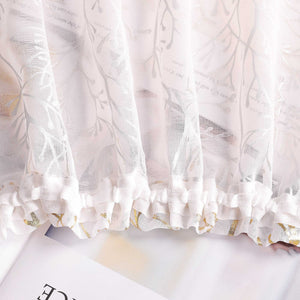 Curtain with Gold-Tone Branch Pattern and Curtain Tape - Gold, W x H 140 x 260cm