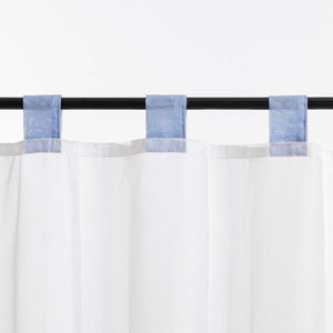 Cafe Curtains Country Style Sheer with Small Daisy Embroidery - Blue, H x W 45 x 120cm