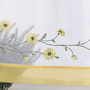 Cafe Curtains Country Style Sheer with Small Daisy Embroidery - Yellow, H x W 45 x 120cm