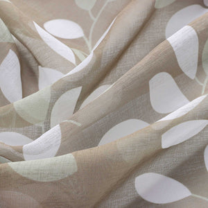 Hook-and-Loop Sliding Panel Curtains with Leaf Pattern Light-Filtering Set of 2