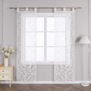 Sliding Panel Curtains Burnout Fabric Panel Curtains with Phoenix-Flower Pattern