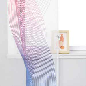 Sliding Panel Curtains Semi-Sheer Light-Filtering with Gradient and Wavy Lines for Curtain Track 2 Pieces - White, W x H 57 x 225 cm