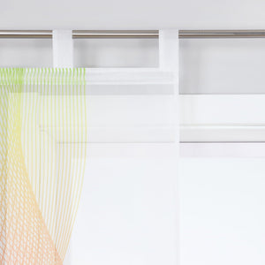 Sliding Panel Curtain Semi-Sheer with Gradient and Wave Pattern Polyester with Tab Tops 2 Pieces - White, W x H 57 x 245cm