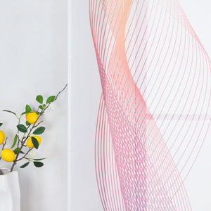 Sliding Panel Curtains Semi-Sheer Light-Filtering with Gradient and Wavy Lines for Curtain Track 2 Pieces