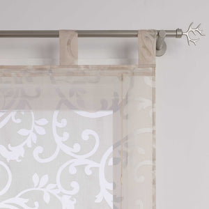 Roman Shade with Floral Pattern Cafe with Tab-Top Hanging 1 Piece