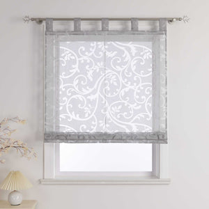 Roman Shade with Floral Pattern Cafe with Tab-Top Hanging 1 Piece