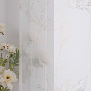 Roman Shade with Lotus Pattern and Hook-and-Loop Tape - Silver, W x H 100 x 140cm
