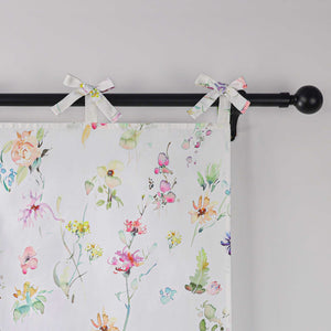 Cafe Curtain with Floral Patterns and Bows 1 Piece - White, W x H 80 x 120cm
