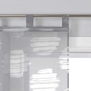 Curtain with Wavy Circle Pattern - Tab-Top Hanging Set of 2 - White, W x H 57 x 245cm