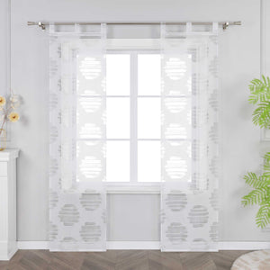 Curtain with Wavy Circle Pattern - Tab-Top Hanging Set of 2