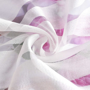 Cafe Curtain with Tab-Top Hanging Modern with Wave Stripes White 1 Piece
