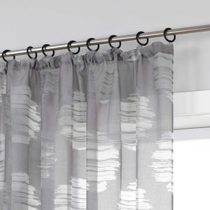Curtain with Wavy Circle Pattern - Curtain-Tape Hanging - Gray, W x H 140 x 175cm