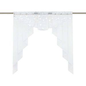 Cafe Curtain Window Valance with Textured Print with Rod Pocket - Silver, W x H 120 x 145cm