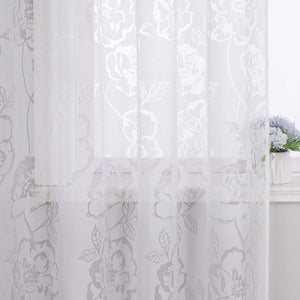 Curtain with Grommets with Rose Pattern Grommet Curtain Panel 1 Piece - White, W x H 140 x 245cm