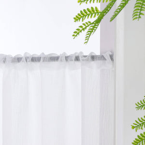 Cafe Curtains Semi-Sheer Natural White Textured Fabric Rod Pocket Set of 2 - White, W x H 65 x 60cm
