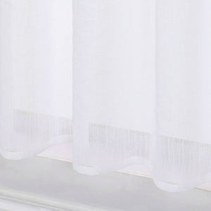 Cafe Curtains Semi-Sheer Natural White Textured Fabric Rod Pocket Set of 2 - White, W x H 90 x 60cm