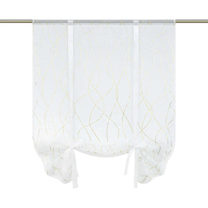 Roman Shade with Wave Stripes with Rod Pocket Satin Ribbon Semi-Sheer - Gold, W x H 120 x 140cm