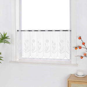 Sheer Cafe Curtain with Tulip Pattern