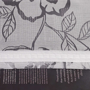 Curtain with Curtain Tape Burnout Fabric with Rose Pattern Sheer White 1 Piece