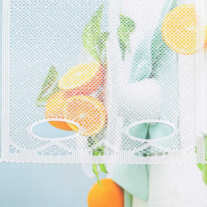 Sheer Cafe Curtain with Tulip Pattern