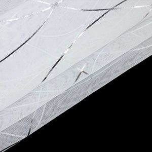 Cafe Curtain with Rod Pocket Country Style Wave Stripes - Silver, H x W 60 x 90cm