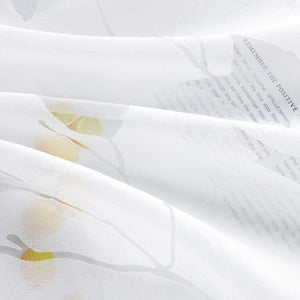 Cafe Curtain Semi-Sheer Leaf Pattern with Grommet Hanging - White, H x W 60 x 90cm