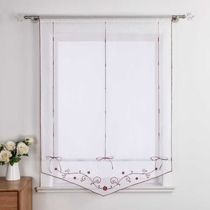 Roman Shade with Floral Pattern Modern Sheer 1 Piece - Red, W x H 120 x 140cm