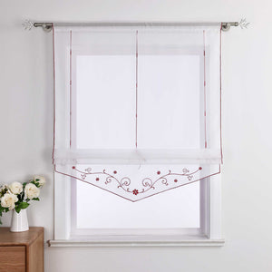 Roman Shade with Floral Pattern Modern Sheer 1 Piece - Green, W x H 60 x 140cm