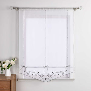 Roman Shade with Floral Pattern Modern Sheer 1 Piece - Yellow, W x H 60 x 140cm