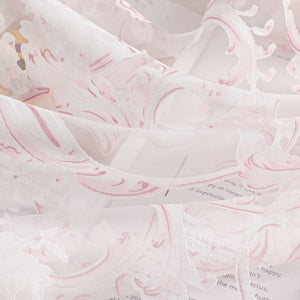 Elegant Curtain with Phoenix-Flower Pattern - Sheer Voile Grommet Curtain Panel - Gray, H x W 245 x 140cm