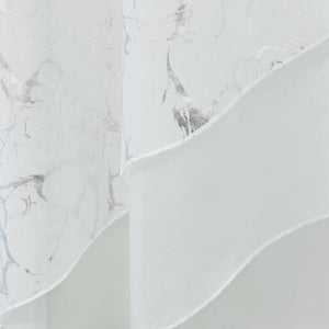 Cafe Curtain Double-Layer with Silver Marble Pattern Set of 2