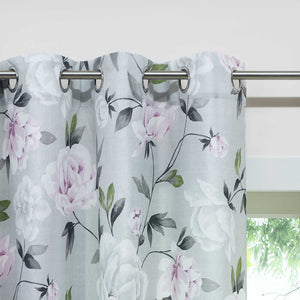 Blackout Grommet Curtain with Floral Pattern Thermal 1 Piece