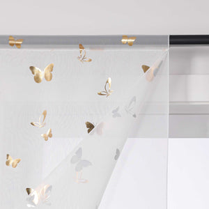 Cafe Curtain with Butterfly Pattern Sheer 1 Piece - Silver, W x H 80 x 150cm