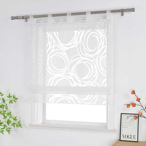 Roman Shades with Circle Pattern - Tab-Top Hanging - White, W x H 100 x 140cm