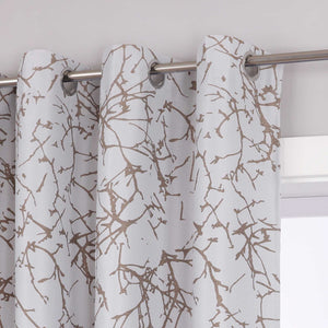 Blackout Grommet Curtain with Branch Print Thermal 1 Piece