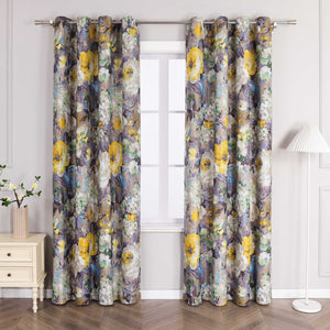 Blackout Curtain Opaque with Oil-Painting Peonies 1 Piece