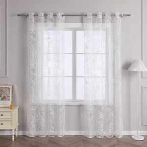 Curtain in Burnout Fabric with Leaves Pattern 1 Piece