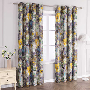 Blackout Curtain Opaque with Oil-Painting Peonies 1 Piece