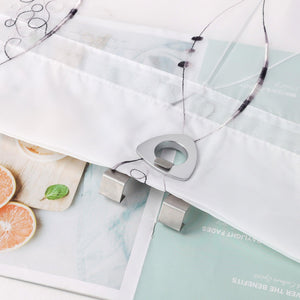 No-Drill Sheer Roman Shade with Grommets, U-Hooks and Embroidery - Gray, W x H 100 x 85cm