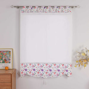 Roman Shade with V-Shaped Tab Tops Opaque Kitchen with Hydrangea Pattern - White, W x H 120 x 140cm