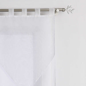 Curtains with Tab-Top Hanging and Triangular Hem Set of 2 - Deline, White