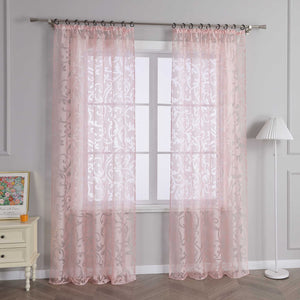 Curtains with Vine Pattern - Pink, Tab-Top Panel
