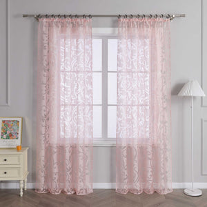 Curtains with Vine Pattern - Pink, Tab-Top Panel