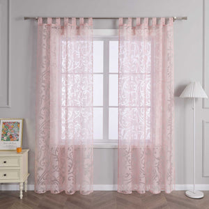Curtains with Vine Pattern - Pink, Grommet Panel